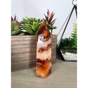 Carnelian in Quartz Tower Polished Stone Crystal